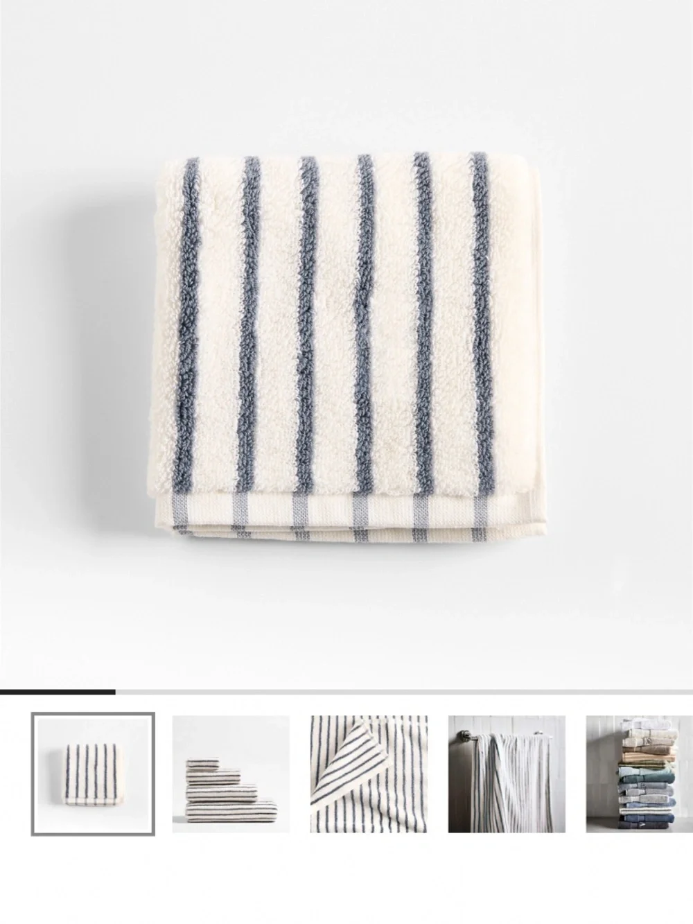 Organic Turkish Cotton Pampas Ivory and Evening Blue Striped Towel Set